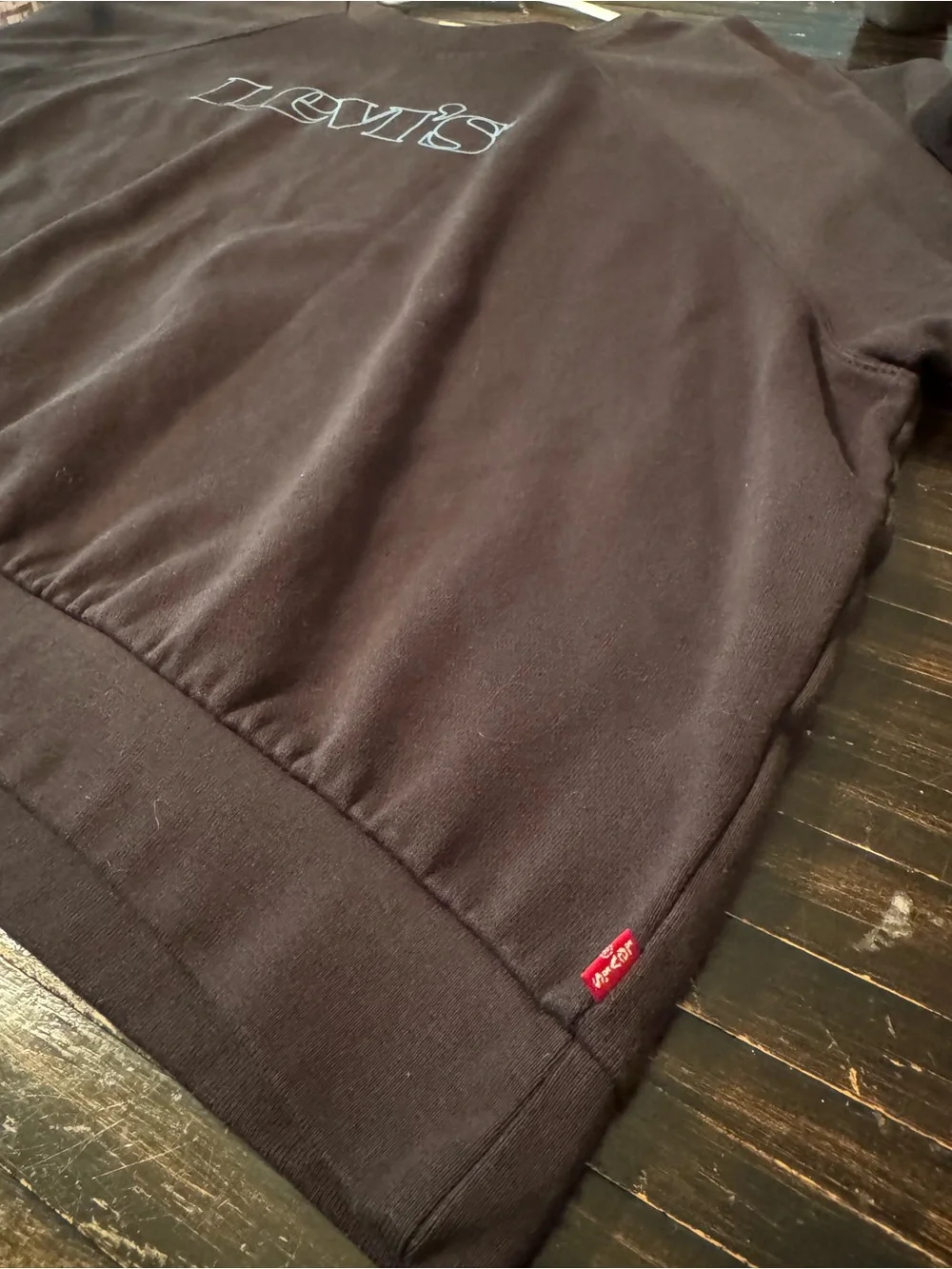 Levi's Black Crewneck Sweatshirt with Light Blue Logo